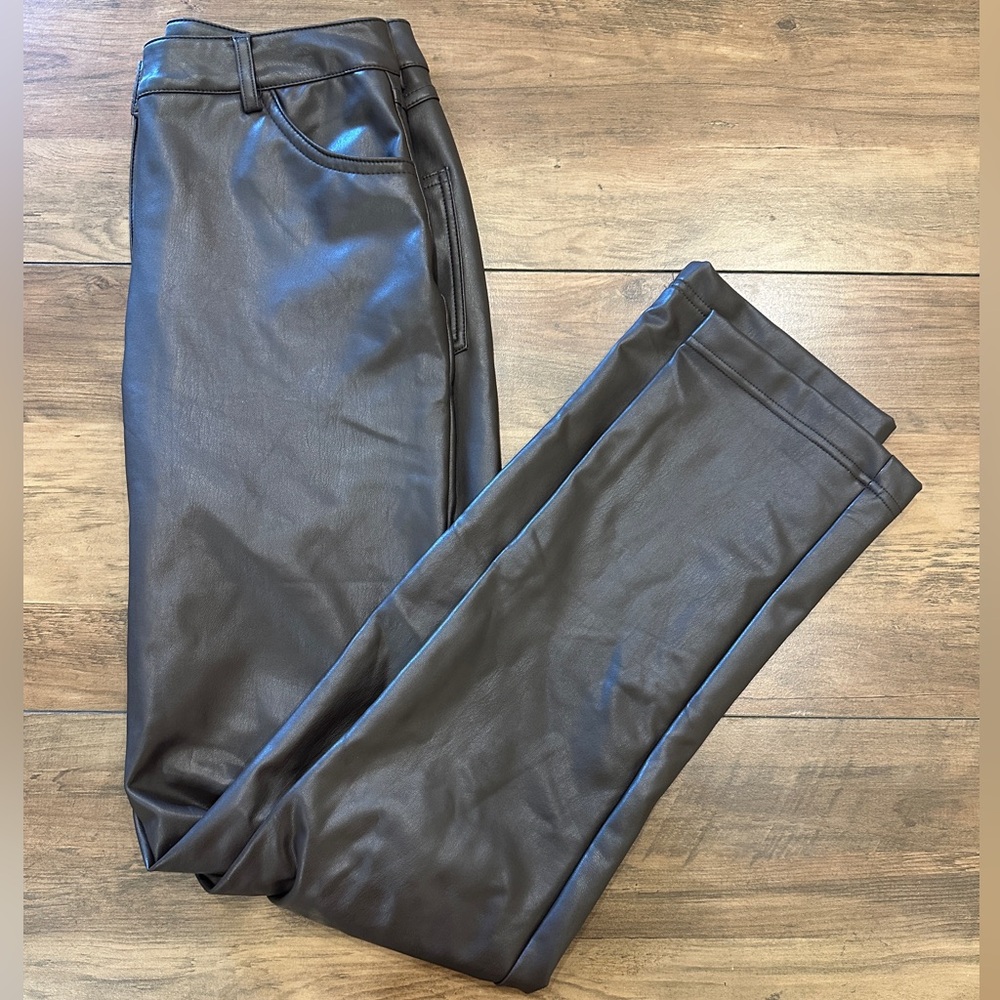 Sleek Brown Faux Leather Pants